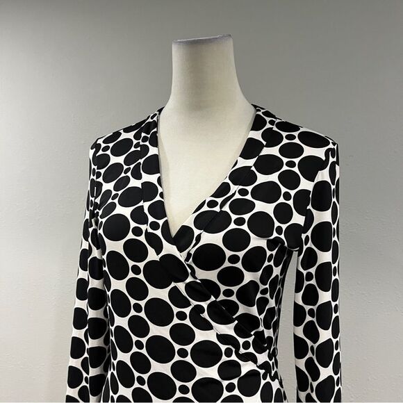 Elegant Black and White Polka Dot Dress - Picture 2 of 14